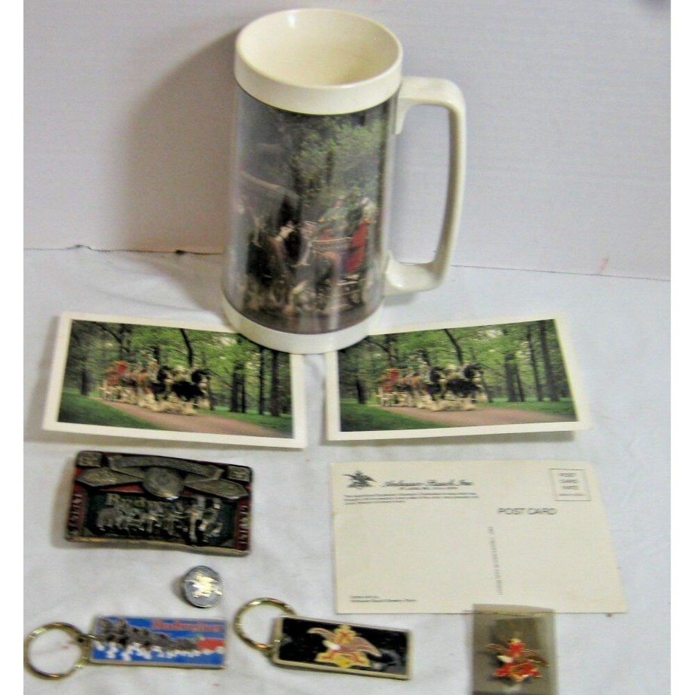 70s Anheuser Busch Budweiser Clydesdale horses Beer Mug & extra